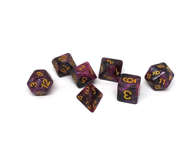 Purple and Black Stardust - 7 Piece Dice Collection