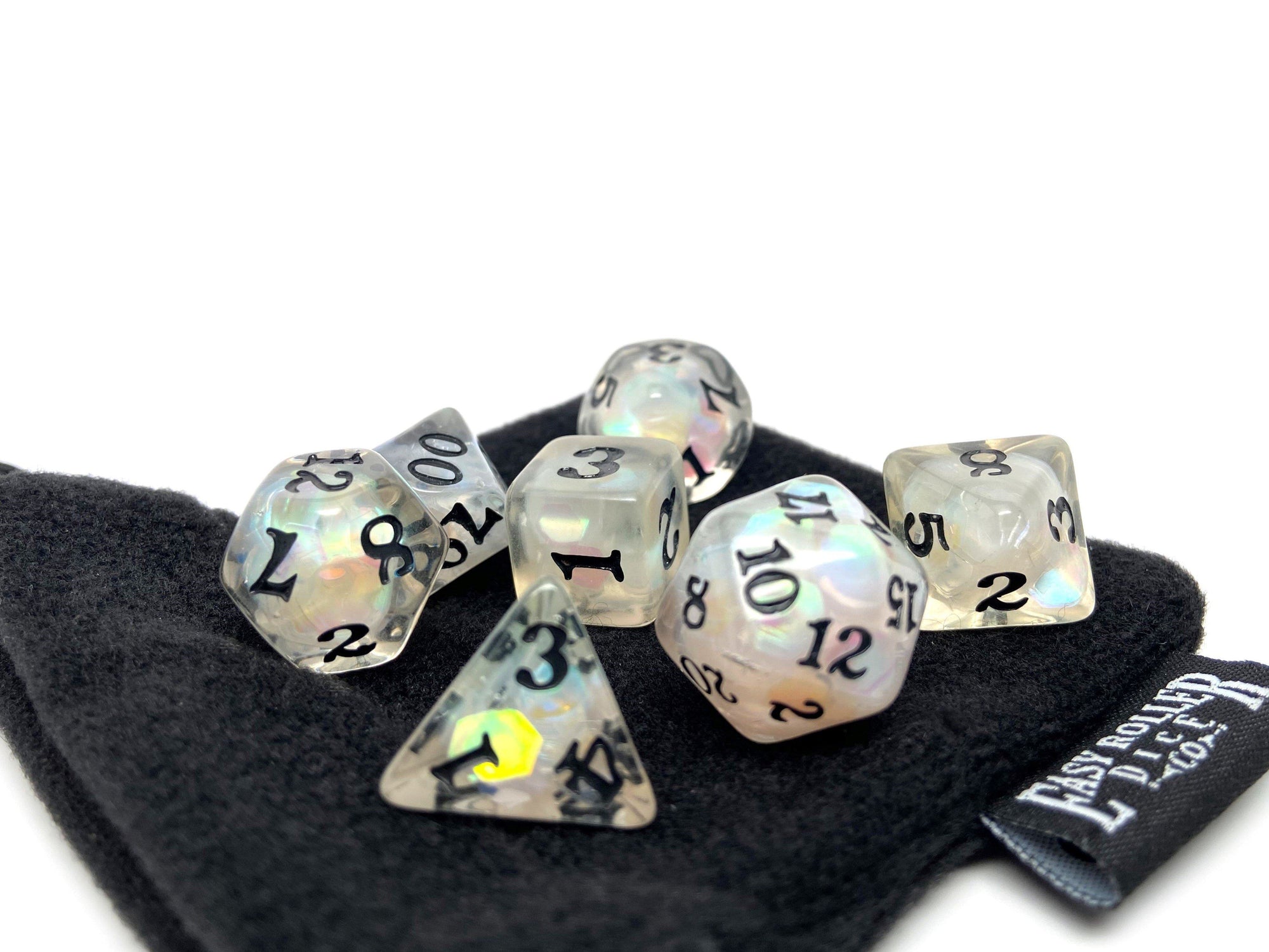 Clear Hologram Dice Collection - 7 Piece Set
