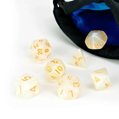 Ivory Dice Set - 7 Piece Set With Bag