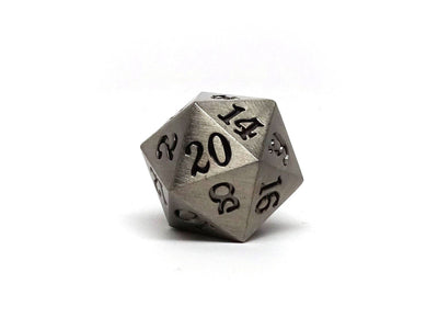 Legendary Silver D20 Dice - Metal Single 20 Sided Dice