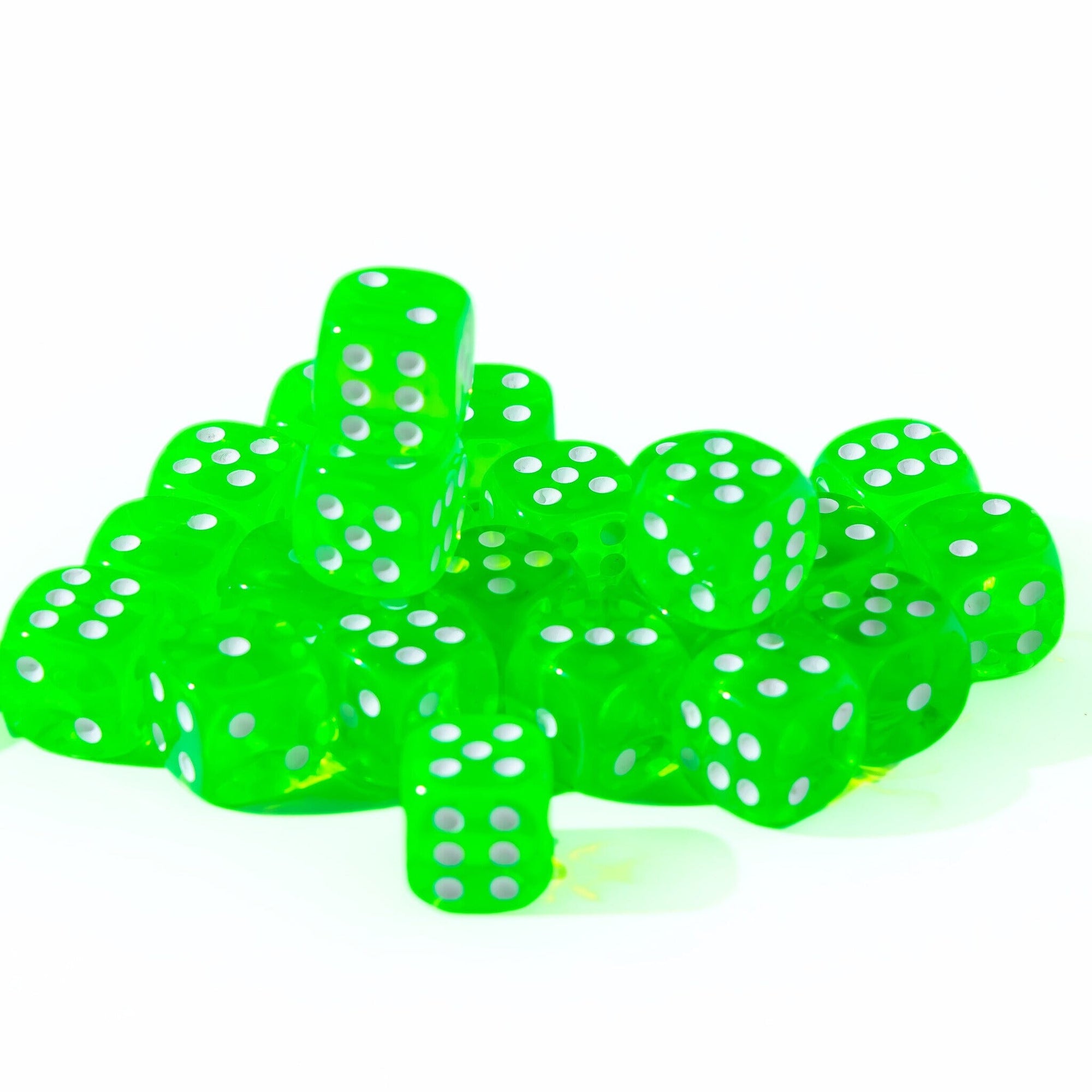 12mm D6 - Green Translucent - 25 Count Bag