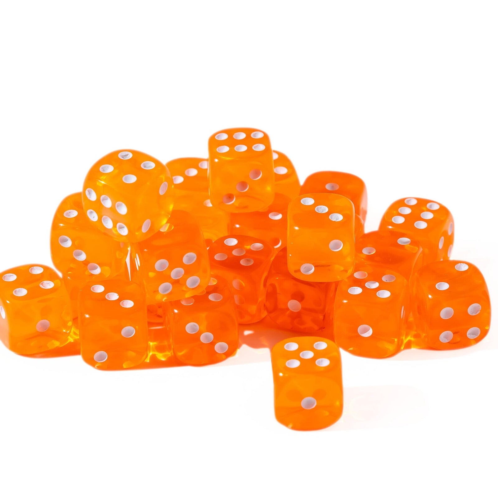 12mm D6 - Orange Translucent - 25 Count Bag
