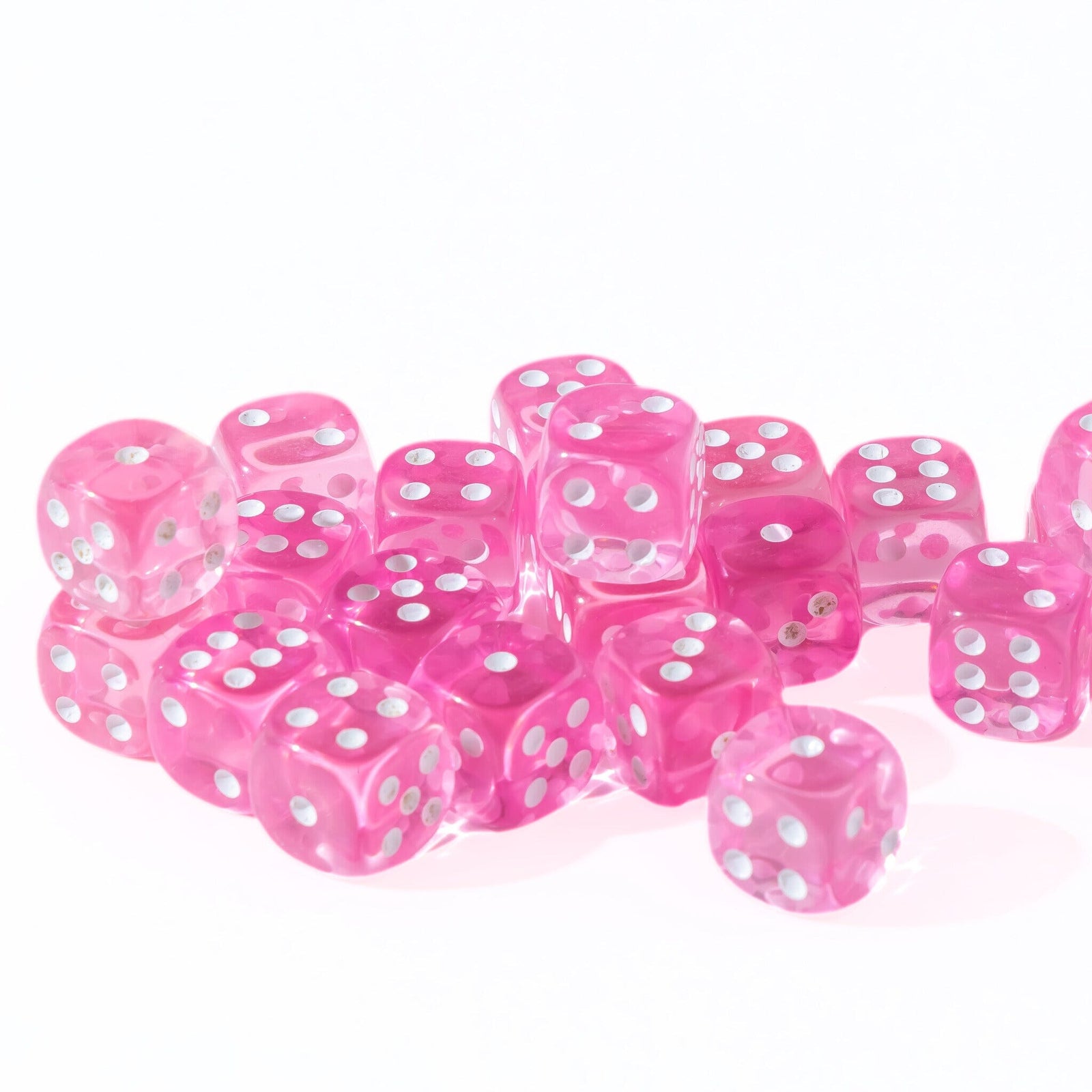 12mm D6 - Translucent Pink - 25 Count Bag