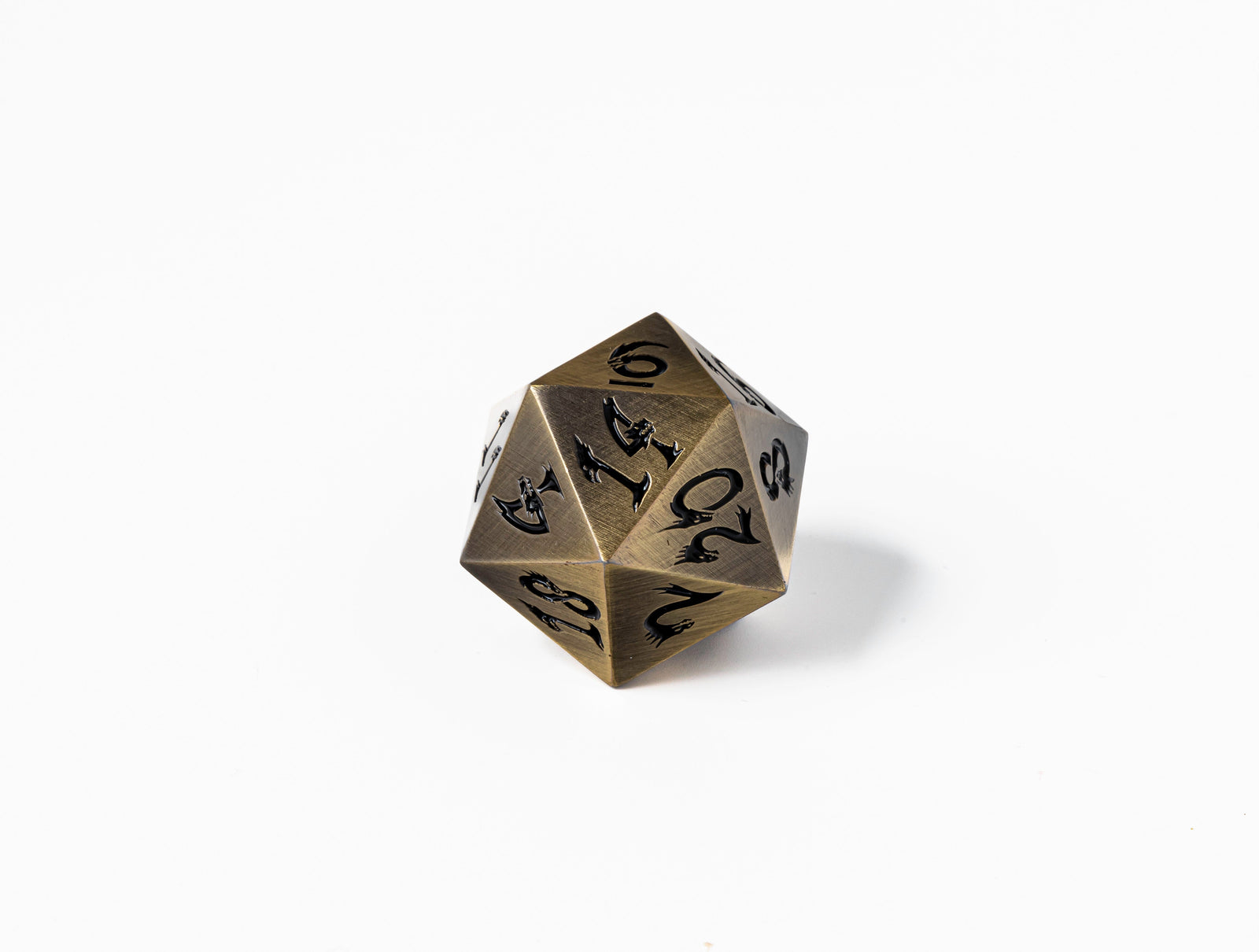 35mm Limited Edition Bronze Dragon Face Metal Dice D20