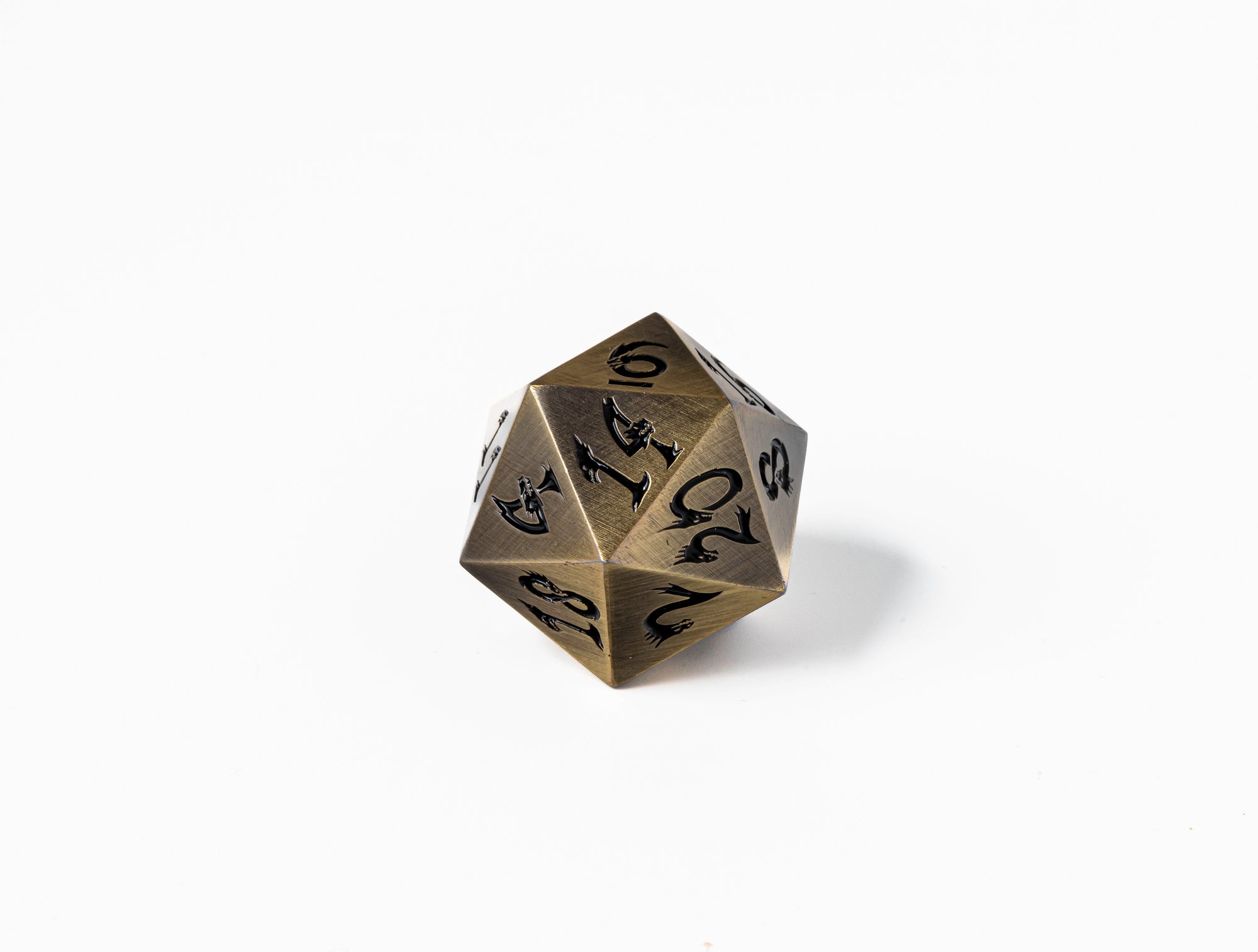 35mm Limited Edition Bronze Dragon Face Metal Dice D20