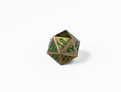 35mm Limited Edition Bronze Dragon Face Metal Dice D20