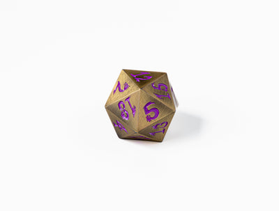 35mm Limited Edition Bronze Dragon Face Metal Dice D20