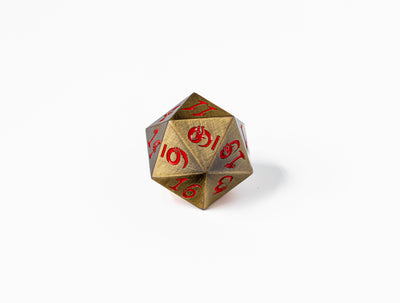 35mm Limited Edition Bronze Dragon Face Metal Dice D20