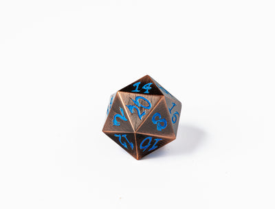 35mm Limited Edition Copper Dragon Face Metal Dice D20