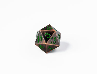 35mm Limited Edition Copper Dragon Face Metal Dice D20