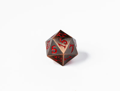 35mm Limited Edition Copper Dragon Face Metal Dice D20