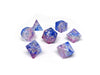 blue and pink glass dice