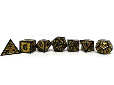 Heroic Dice of Metallic Luster -  Yellow with Black Font