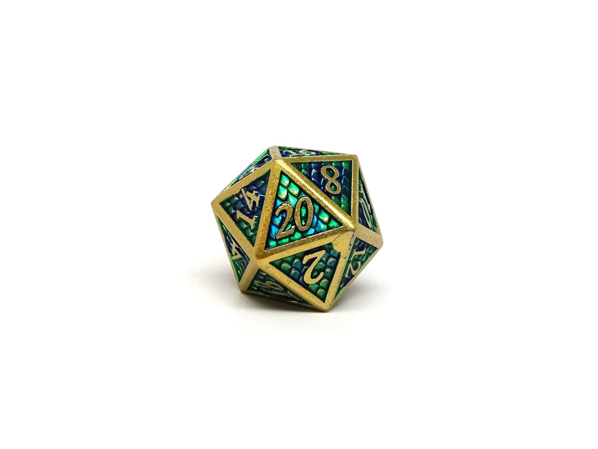 Dragon Scale Metal Dice - Acid Dragon Scales