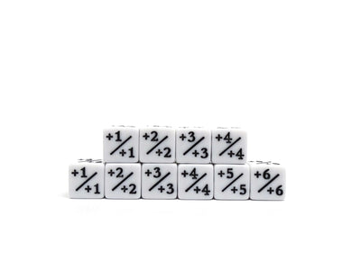 10 Piece Counter Dice D6 White + Plus