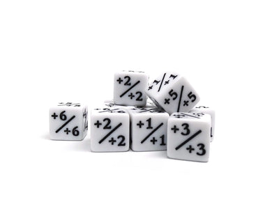 10 Piece Counter Dice D6 White + Plus