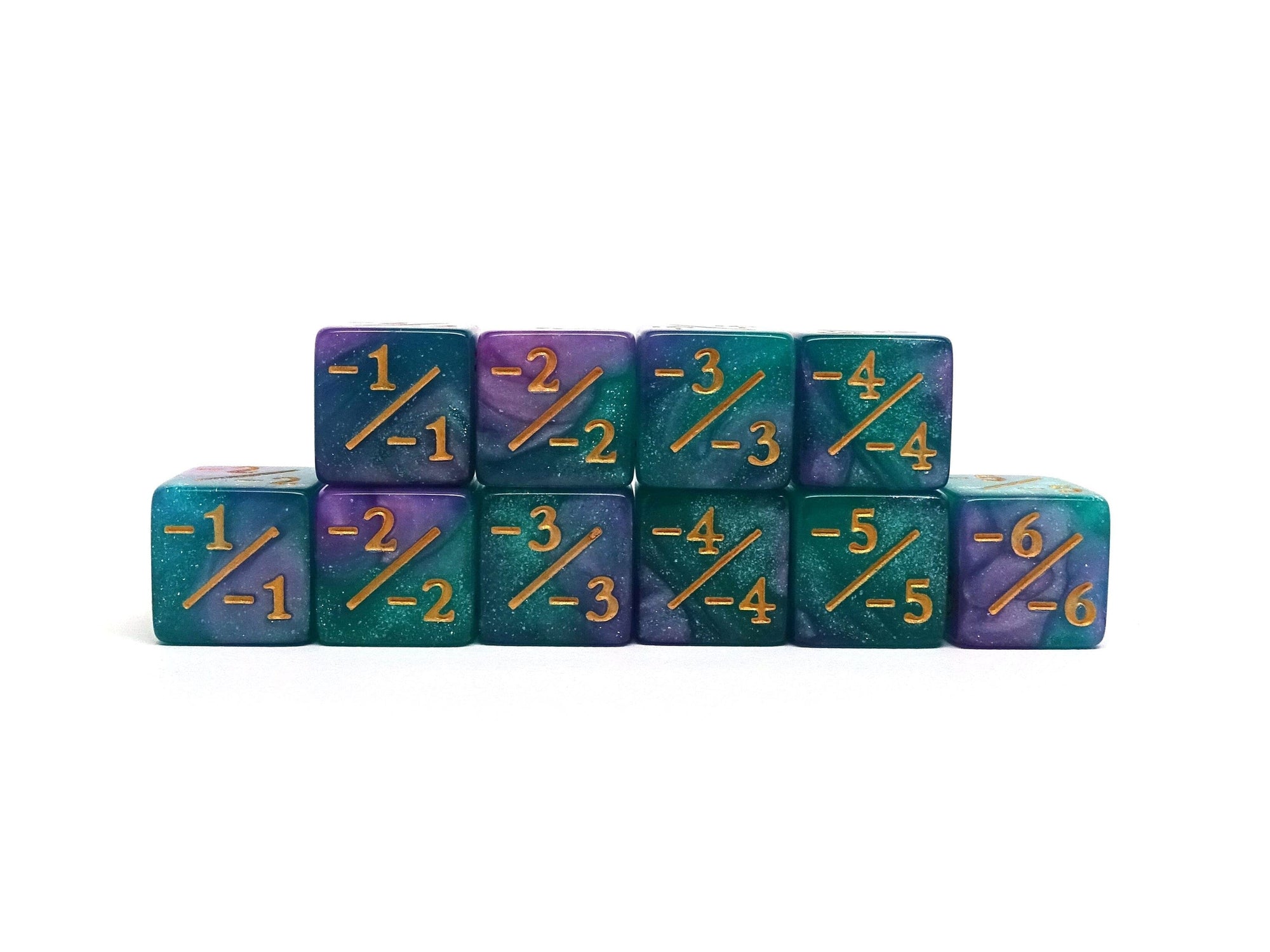 10 Piece Counter Dice D6 - Aurora - Minus