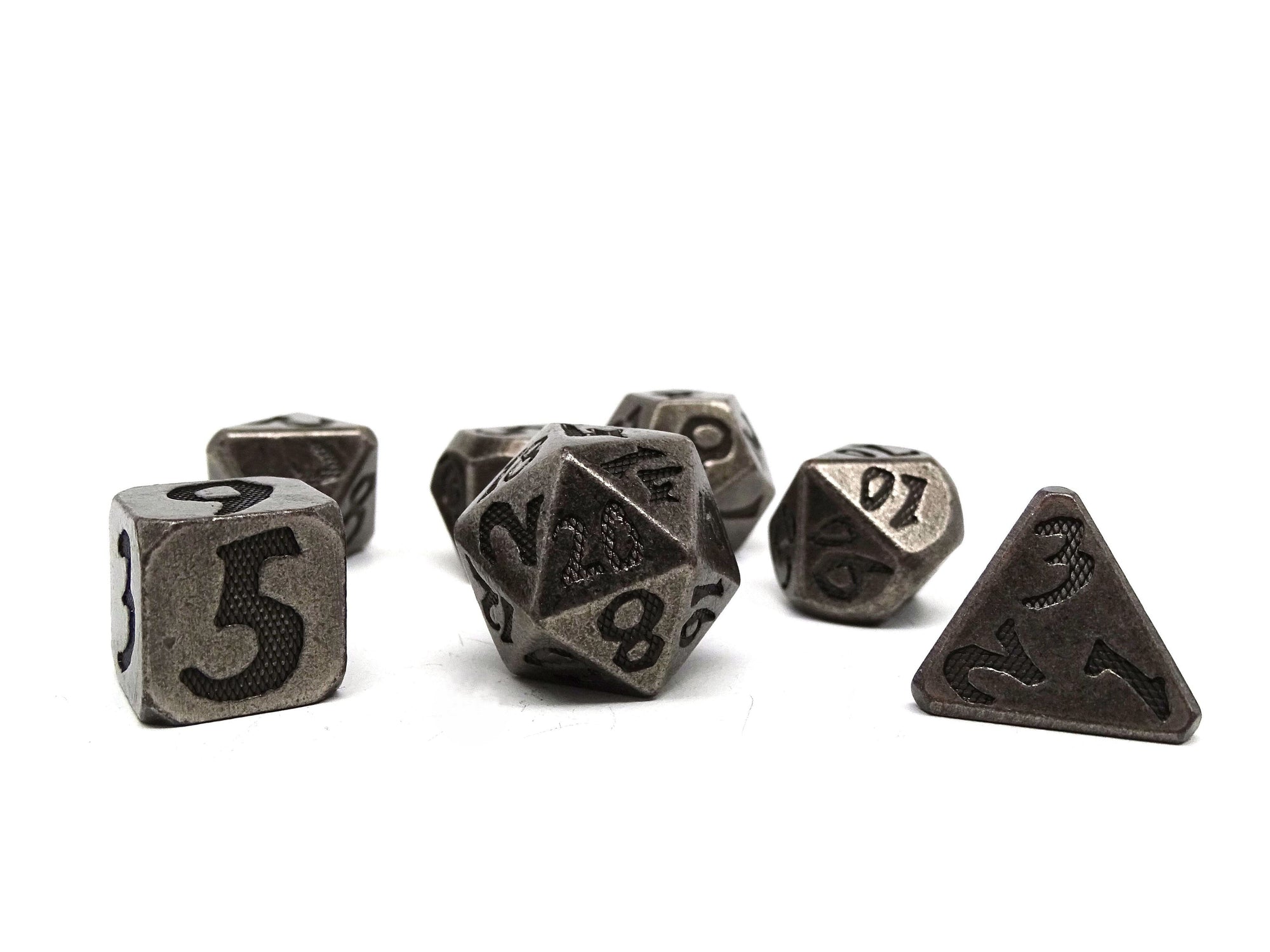 Blunt Tipped Legendary Silver - Metal 7 Piece Dice Set