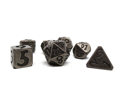 Blunt Tipped Legendary Silver - Metal 7 Piece Dice Set