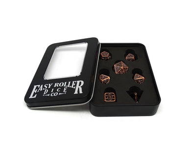 Metal Webs Copper - 7 Piece Metal Dice Set