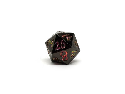 Blunt Tipped Gunmetal Enchanted Specks - Metal 7 Piece Dice Set