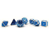 Metal Webs Blue and Silver - 7 Piece Metal Dice Set