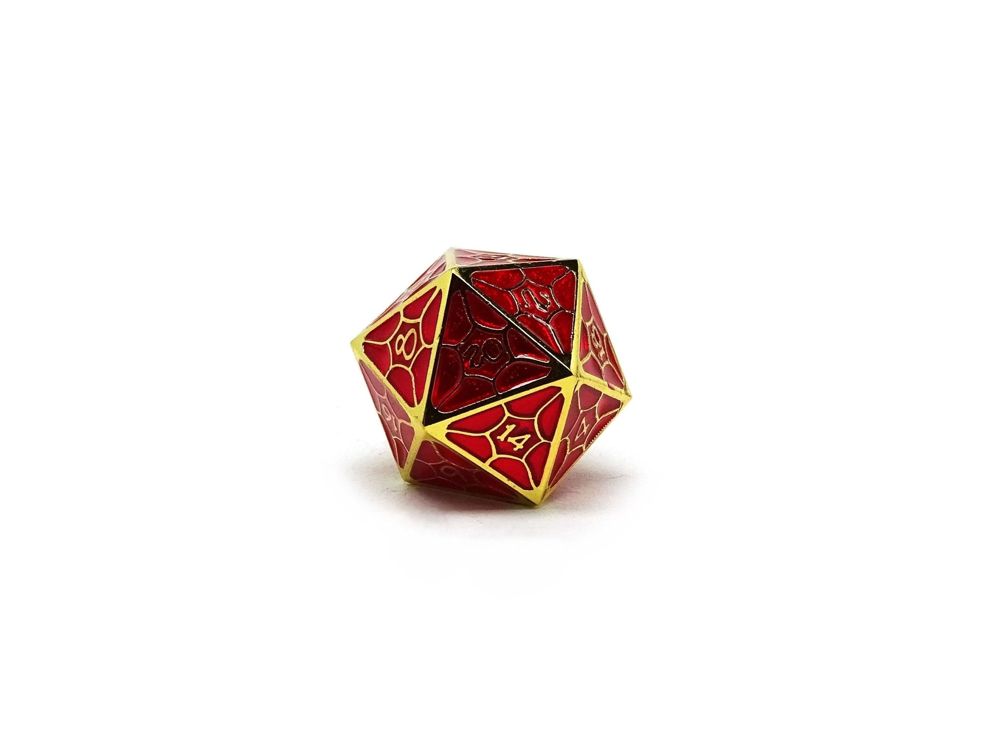 Metal Webs Red and Gold - 7 Piece Metal Dice Set