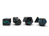 Blunt Tipped Gunmetal Enchanted Blue - Metal 7 Piece Dice Set