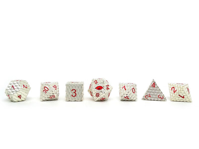 Silver Metal Eye of the Dragon Dice Set - Red