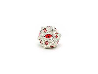 Silver Metal Eye of the Dragon Dice Set - Red