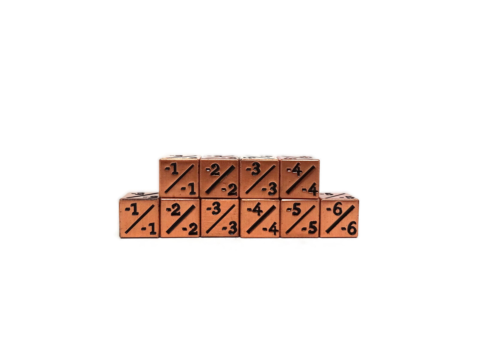 10 Piece Metal Counter Dice D6 - 12mm Legendary Copper Minus