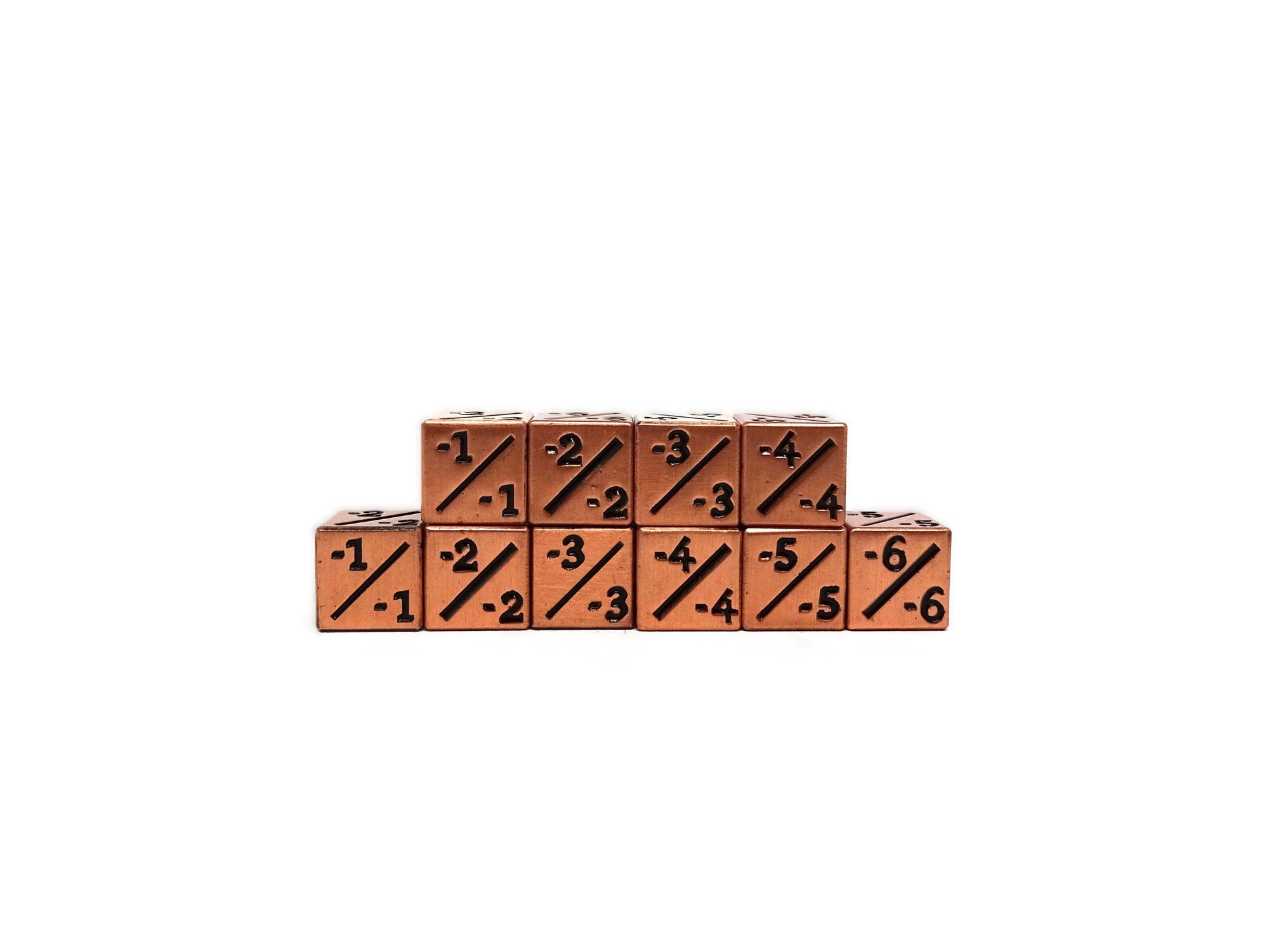 10 Piece Metal Counter Dice D6 - 12mm Legendary Copper Minus