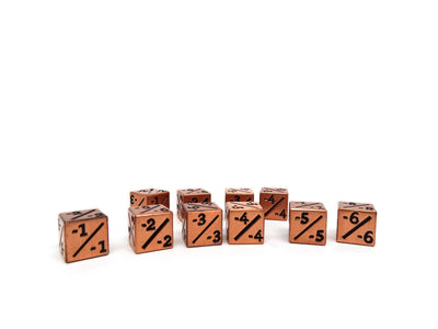 10 Piece Metal Counter Dice D6 - 12mm Legendary Copper Minus