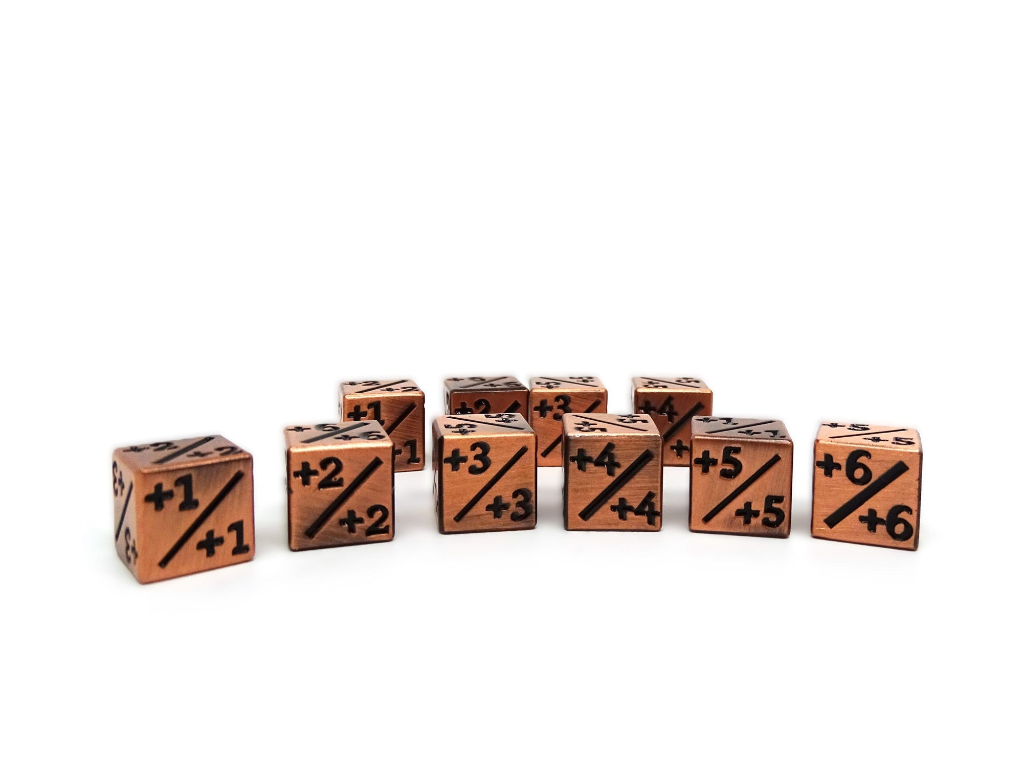 10 Piece Metal Counter Dice D6 - 12mm Legendary Copper Plus
