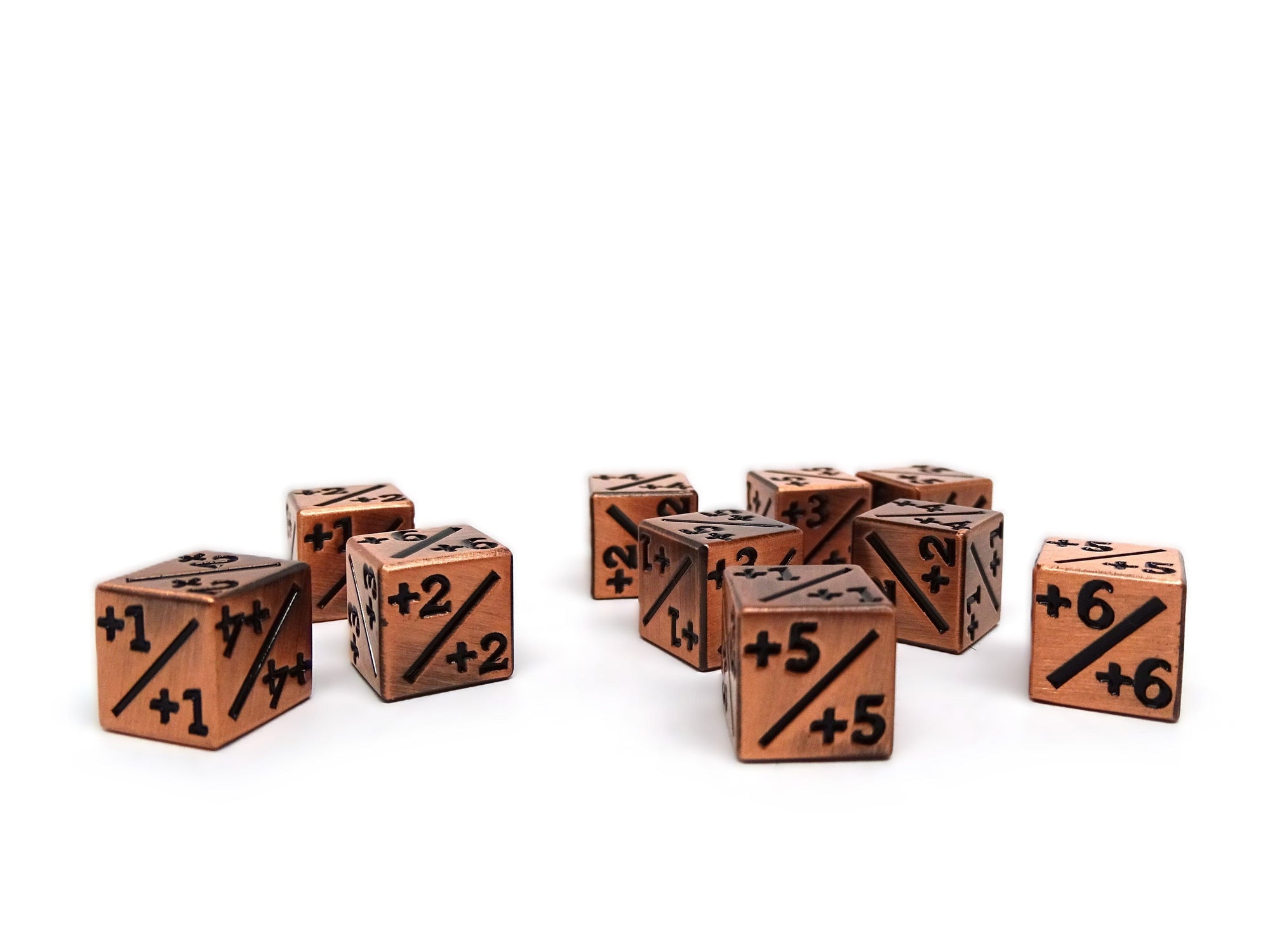 10 Piece Metal Counter Dice D6 - 12mm Legendary Copper Plus