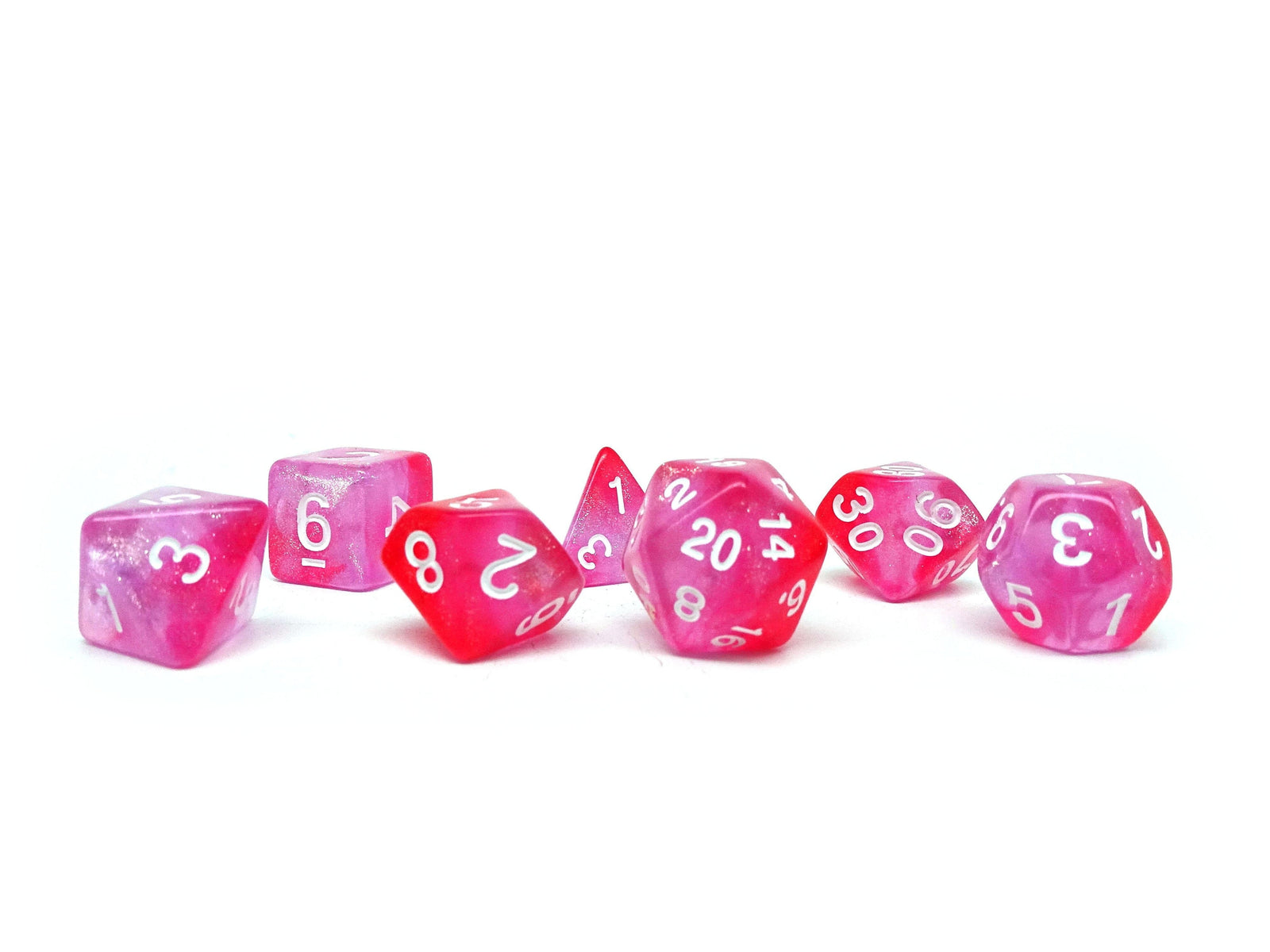 pink and bright pink dice set