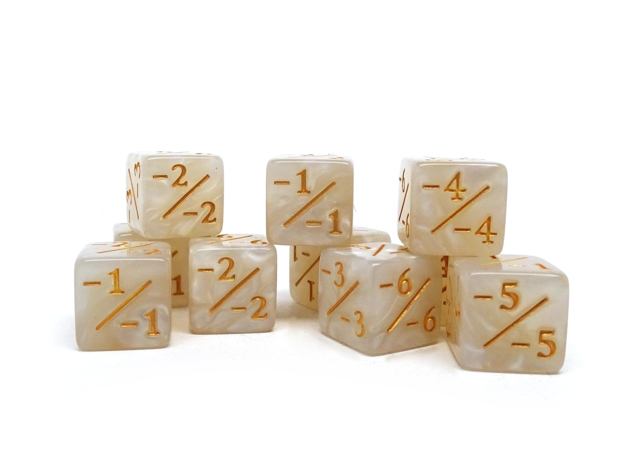 10 Piece Counter Dice D6 - Ivory - Minus
