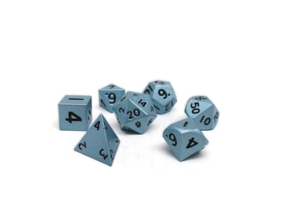 Mini Brushed Slate - 7 Piece Metal Dice Set