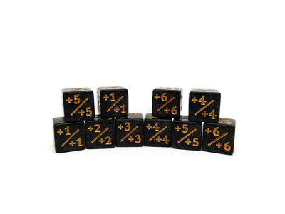 10 Piece Mini 12mm Counter Dice D6 - Gilded Obsidian - Plus