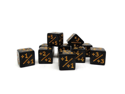 10 Piece Mini 12mm Counter Dice D6 - Gilded Obsidian - Plus