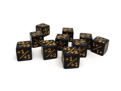 10 Piece Mini 12mm Counter Dice D6 - Gilded Obsidian - Plus