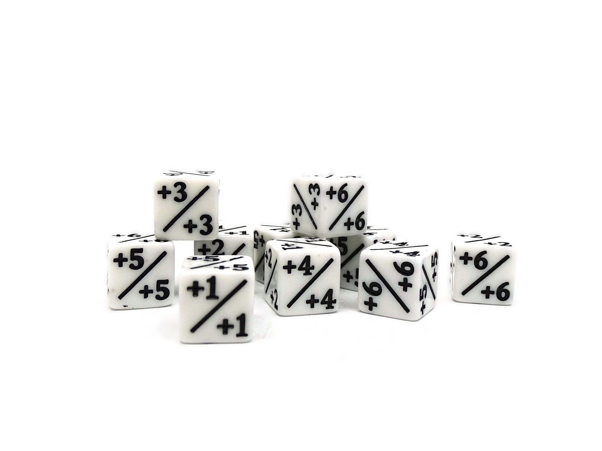 10 Piece Mini 12mm Counter Dice D6 - White - Plus