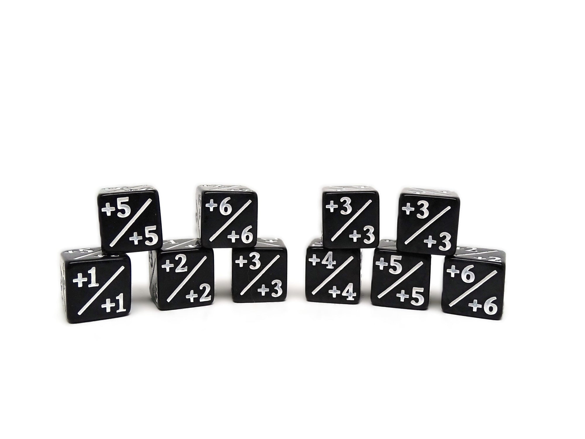 10 Piece Mini 12mm Counter Dice D6 - Black - Plus
