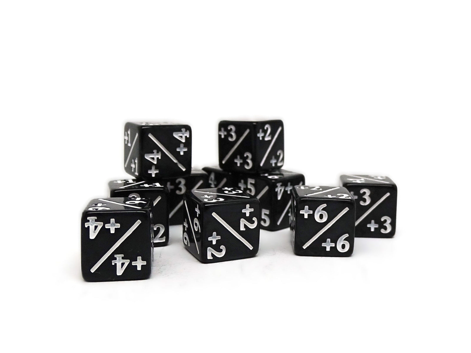 10 Piece Mini 12mm Counter Dice D6 - Black - Plus