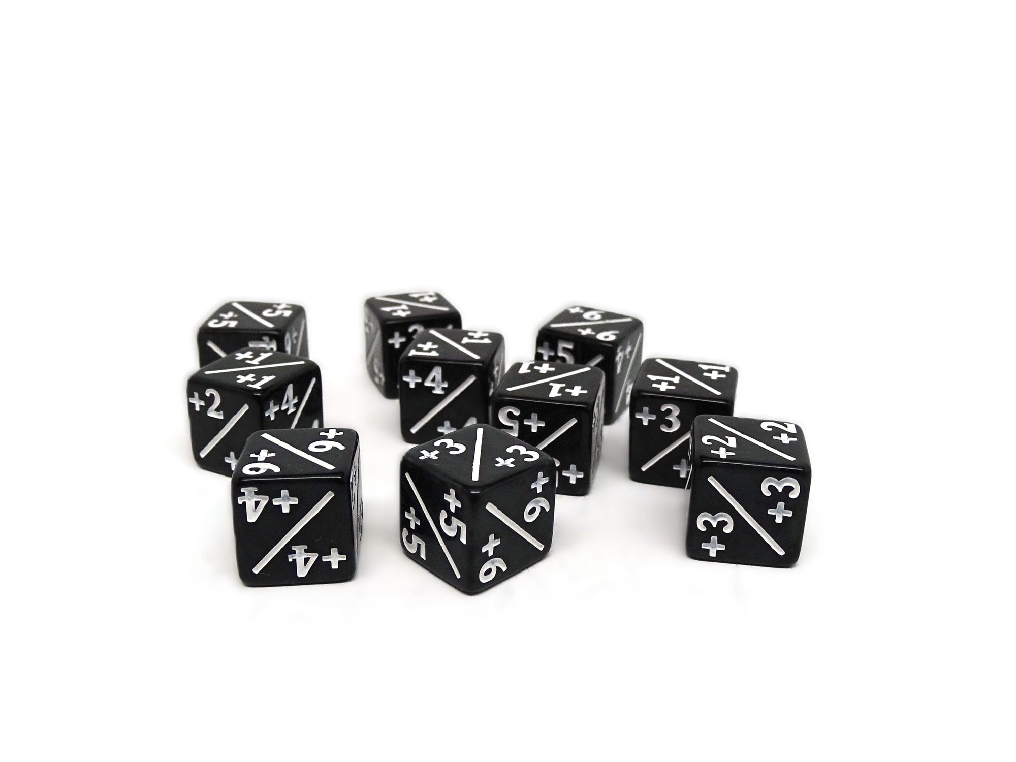 10 Piece Mini 12mm Counter Dice D6 - Black - Plus