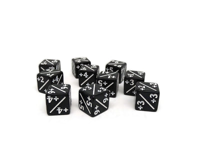 10 Piece Mini 12mm Counter Dice D6 - Black - Plus