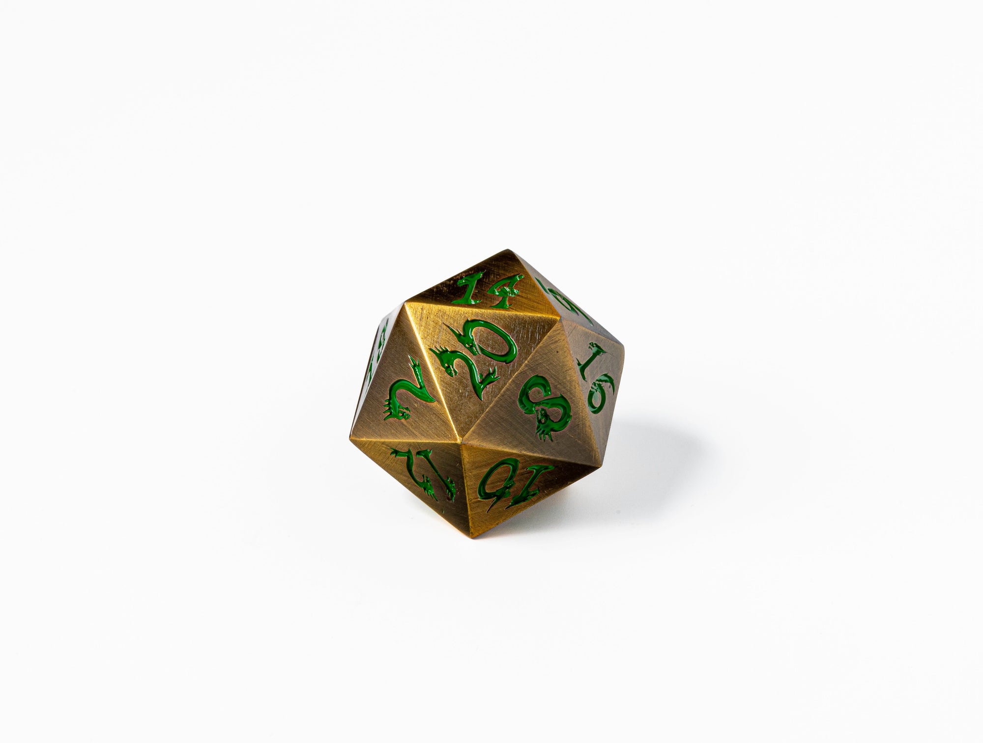 35mm Limited Edition Gold Dragon Face Metal Dice D20