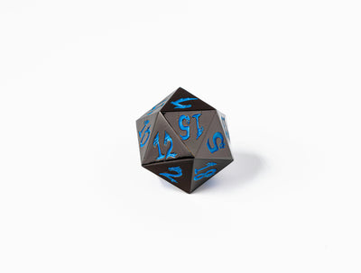 35mm Limited Edition Gunmetal Dragon Face Metal Dice D20