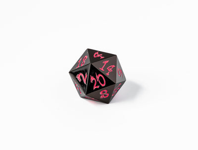 35mm Limited Edition Gunmetal Dragon Face Metal Dice D20