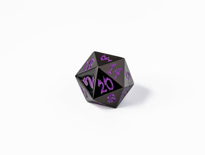 35mm Limited Edition Gunmetal Dragon Face Metal Dice D20